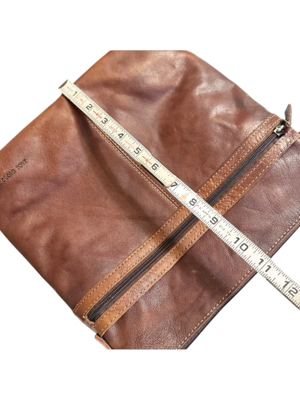 Jack Georges Brown Leather Crossbody Bag Minimalist Vintage Style - Picture 13 of 14